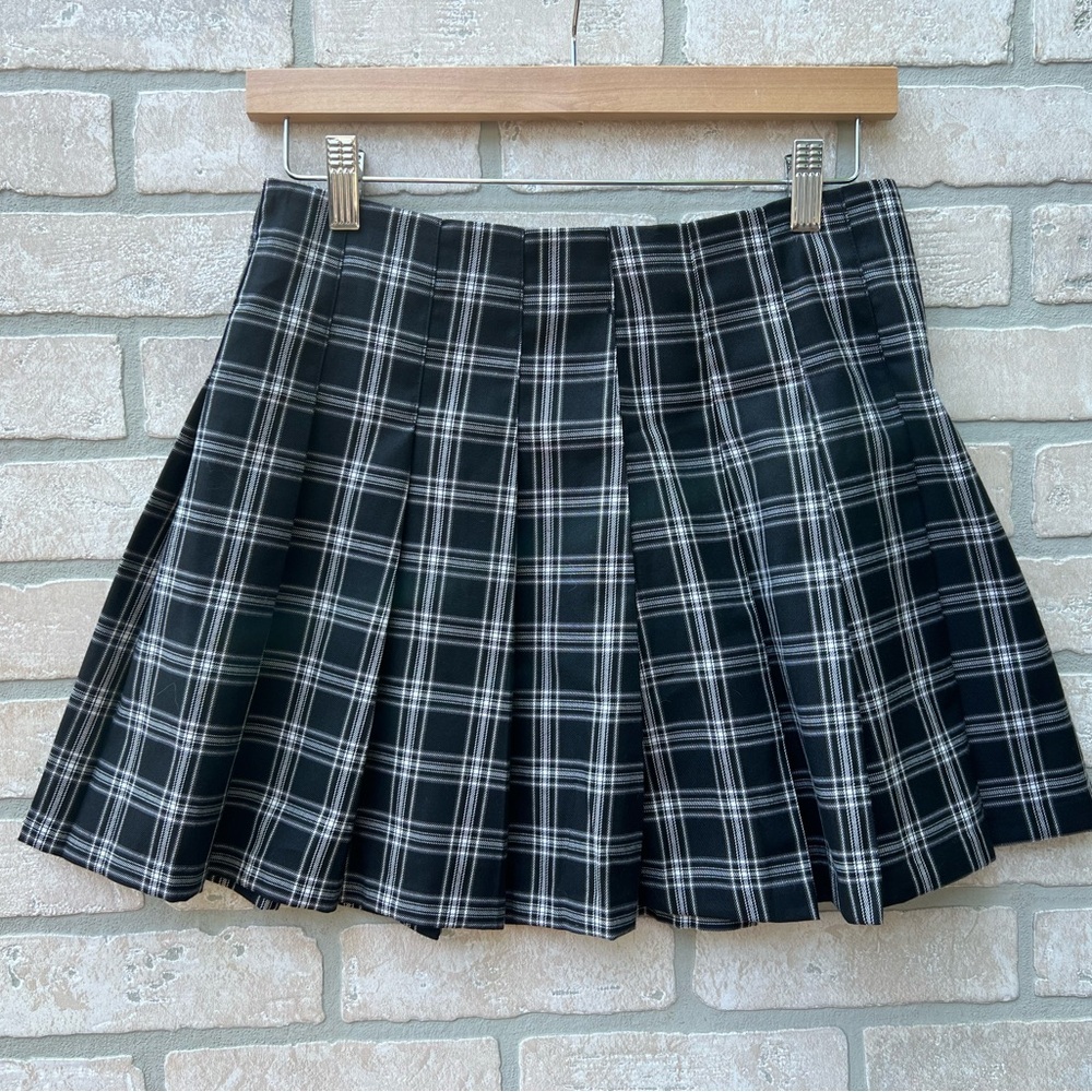 Pleated Plaid Skirt